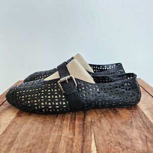 Jeffrey Campbell Black Mary Jane Buckle Strap Leather Shelly Flat Women's Size 8
